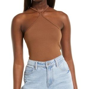 BDG Urban Outfitters Hallie Convertible Halter Top small brown